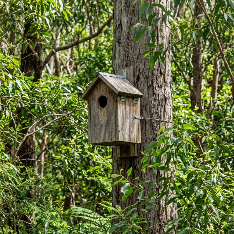 Animal nesting box installed as a humane alternative to a Mount Helen roof cavity