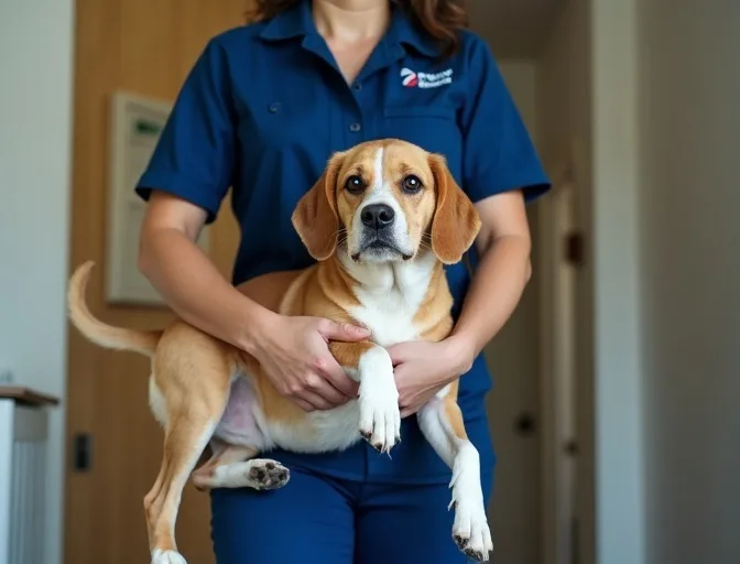 Technician respectfully transporting a deceased dog in Mount Helen